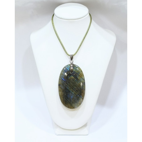 Pendentif Labradorite Ovale avec Cordon 44cm + 5cm