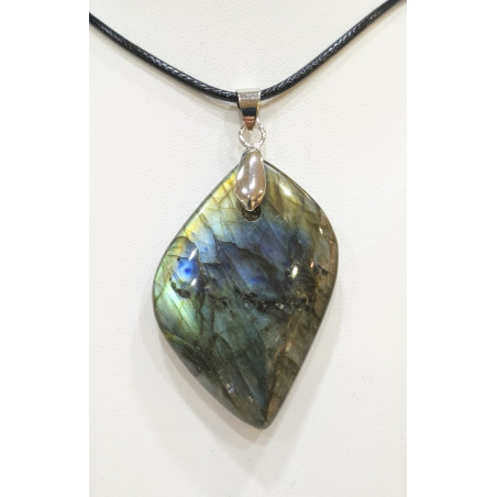 Pendentif Labradorite avec Cordon 44cm + 5cm