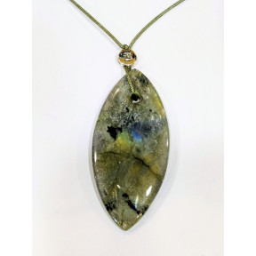 Pendentif Labradorite Navette avec Cordon Réglable