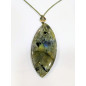 Pendentif Labradorite Navette avec Cordon Réglable