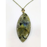 Pendentif Labradorite Navette avec Cordon Réglable