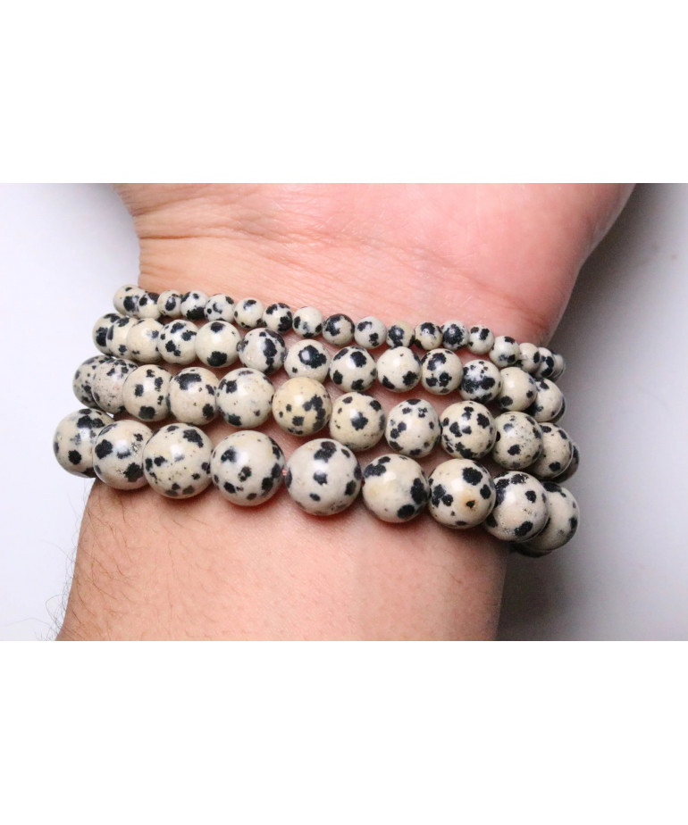 Bracelet Jaspe Dalmatien pierres rondes