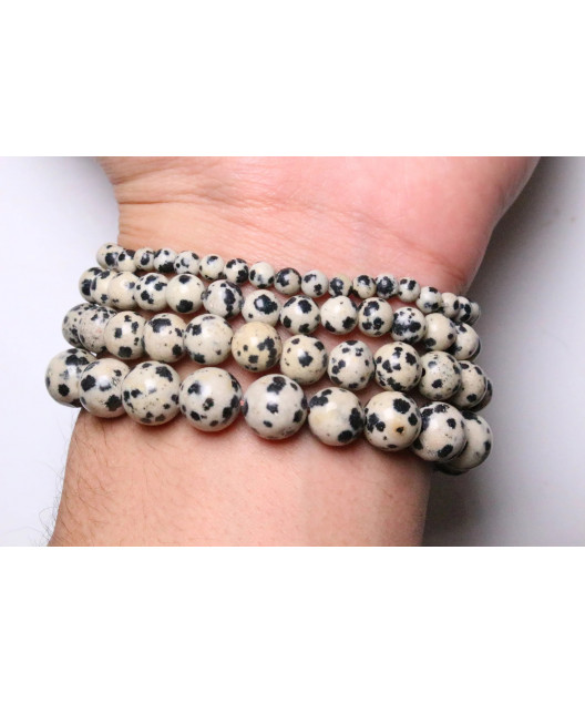 Bracelet Jaspe Dalmatien pierres rondes