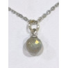 Pendentif Labradorite Pierre Ronde Facettée avec Chaîne Acier 46cm