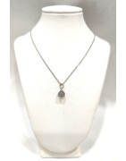 Pendentif Labradorite Pierre Ronde Facettée avec Chaîne Acier 46cm