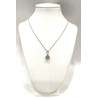 Pendentif Labradorite Pierre Ronde Facettée avec Chaîne Acier 46cm