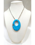 Pendentif Turquoise avec Chaîne Acier 44cm