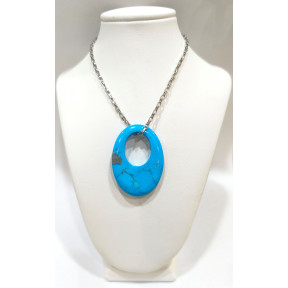 Pendentif Turquoise avec Chaîne Acier 44cm