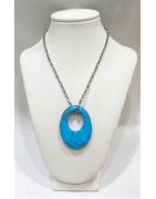 Pendentif Turquoise avec Chaîne Acier 44cm