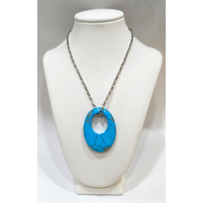 Pendentif Turquoise avec Chaîne Acier 44cm