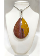 Pendentif Jaspe Mokaïte Goutte avec Chaîne Acier 46cm