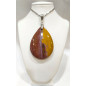 Pendentif Jaspe Mokaïte Goutte avec Chaîne Acier 46cm