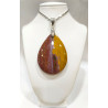 Pendentif Jaspe Mokaïte Goutte avec Chaîne Acier 46cm
