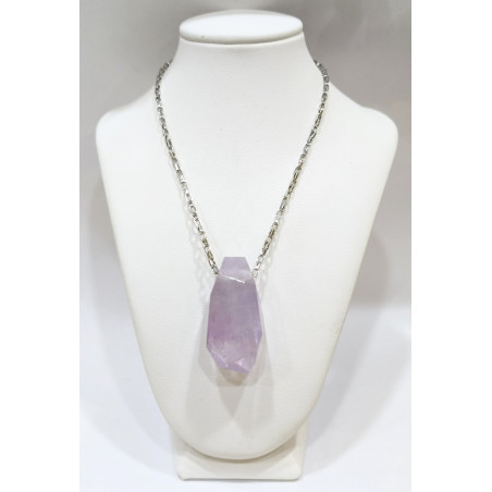 Pendentif Améthyste avec Chaîne Acier 46cm
