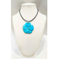 Pendentif Turquoise Fleur avec Cordon 44cm + 5cm