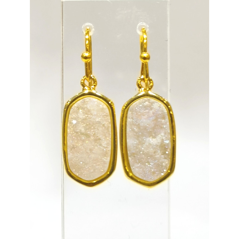 Boucles Cristal de Roche Plaquées Or