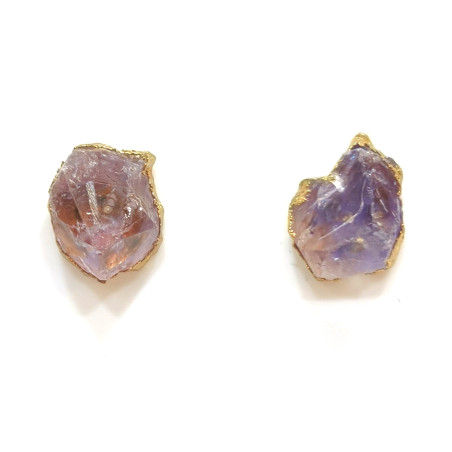 Boucles Améthyste Brute Plaquées Or