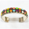 Bracelet Multipierres Argent 925 Amérindien Tribu Zuni Diamètre 7cm