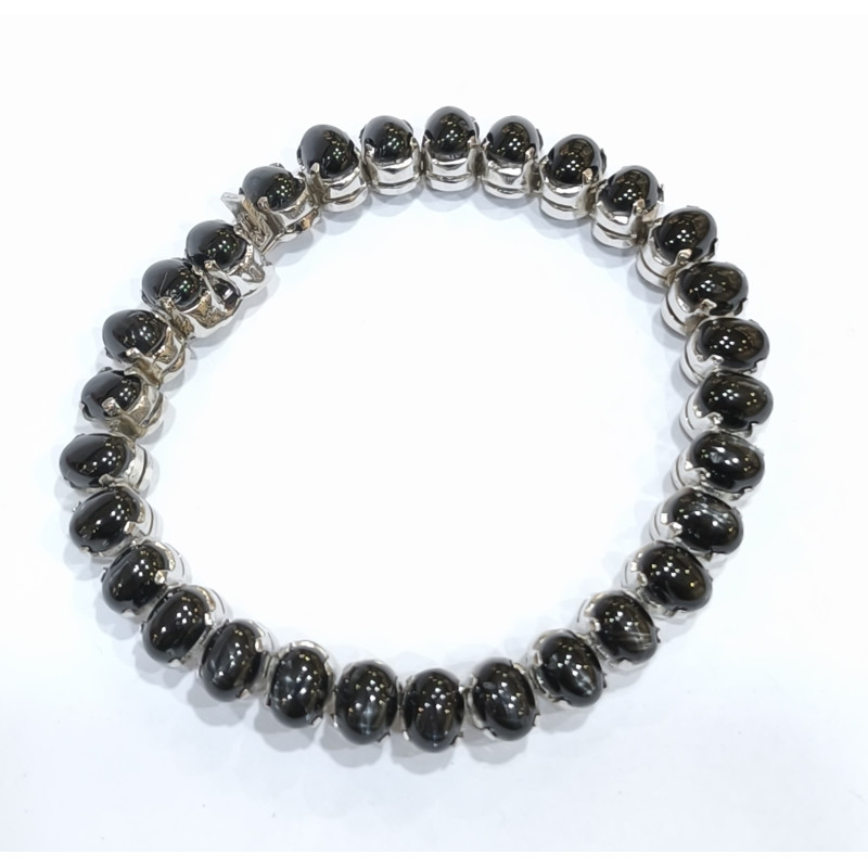 Bracelet Black Star ( Diopside) Argent 925 Longueur 18cm