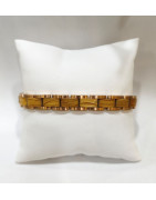 Bracelet Homme Bois issu de fût de Whisky Plaqué Or Rose - Taille réglable ( Outils et maillons supplémentaires fournis)