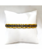 Bracelet Homme Bois issu de fût de Whisky Plaqué Or - Taille réglable ( Outils et maillons supplémentaires fournis)