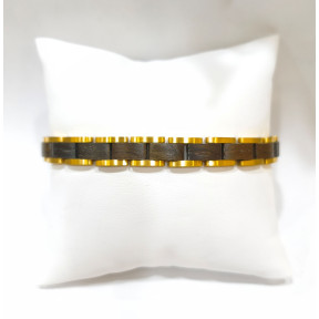 Bracelet Bois issu de fût de Wiskey Plaqué Or - Taille réglable ( Outils et maillons supplémentaires fournis)