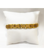 Bracelet Homme Bois issu de fût de Whisky Plaqué Or - Taille réglable ( Outils et maillons supplémentaires fournis)