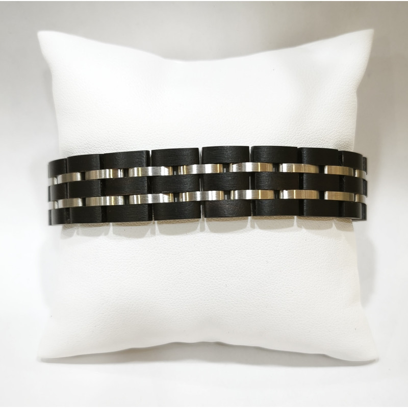 Bracelet Homme Bois issu de fût de Whisky Acier - Taille réglable ( Outils et maillons supplémentaires fournis)