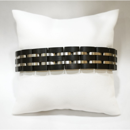 Bracelet Homme Bois issu de fût de Whisky Acier - Taille réglable ( Outils et maillons supplémentaires fournis)