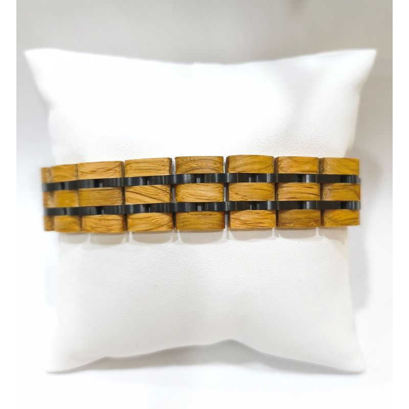 Bracelet Bois issu de fût de Wiskey Acier - Taille réglable ( Outils et maillons supplémentaires fournis)