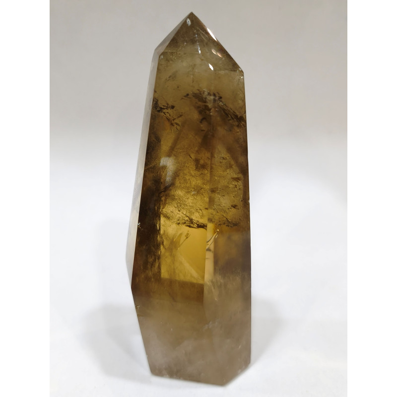 Cristal Citrine Fumée Pointe Monoterminée 156g H10cm