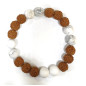 Bracelet Howlite et Œil de Rudraksha Pierres Rondes 10mm Modèle 1