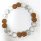 Bracelet Howlite et Œil de Rudraksha Pierres Rondes 10mm Modèle 2