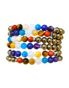 Bracelet Pyrite 7 Chakras Pierres Rondes 8mm