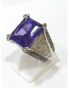 Bague Améthyste et Zirconium Argent 925 Taille 53