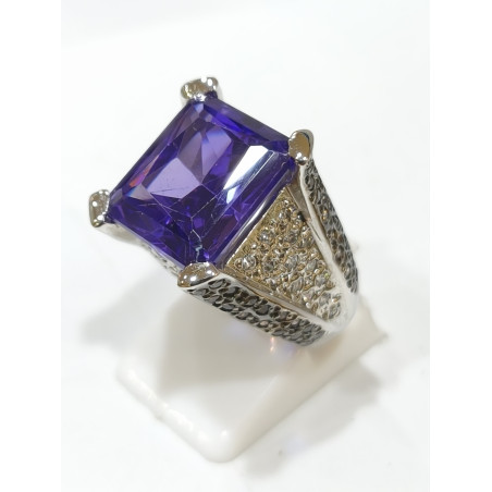 Bague Améthyste et Zirconium Argent 925 Taille 53