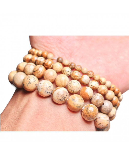 Bracelet Jaspe Paysage pierres rondes