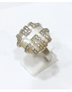 Bague Nacre et Zirconium Argent 925 Taille 58