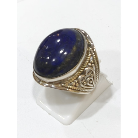 Bague Lapis-lazuli Argent 925 Cabochon Taille 55 Modèle Homme