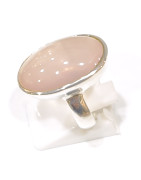 Bague Quartz Rose Argent 925 Taille 55