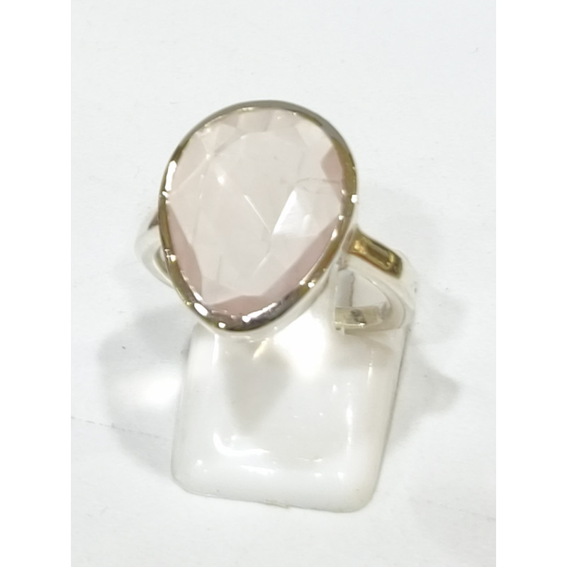 Bague Quartz Rose Argent 925 Taille 54