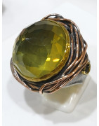 Bague Quartz Vert Argent 925 Cuivre et Laiton Taille 54