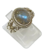 Bague Labradorite Argent 925 Cabochon Taille 58