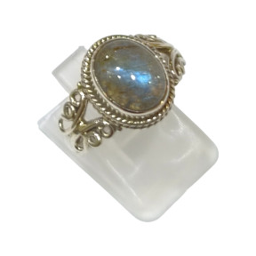 Bague Labradorite Argent 925 Cabochon Taille 58