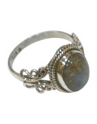 Bague Labradorite Argent 925 Cabochon Taille 58