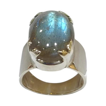 Bague Labradorite Argent 925 Cabochon Taille 56