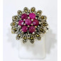 Bague Rubis et Marcassite Fleur Argent 925 Taille 60