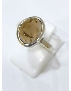 Bague Quartz Fumé Argent 925 Taille 52