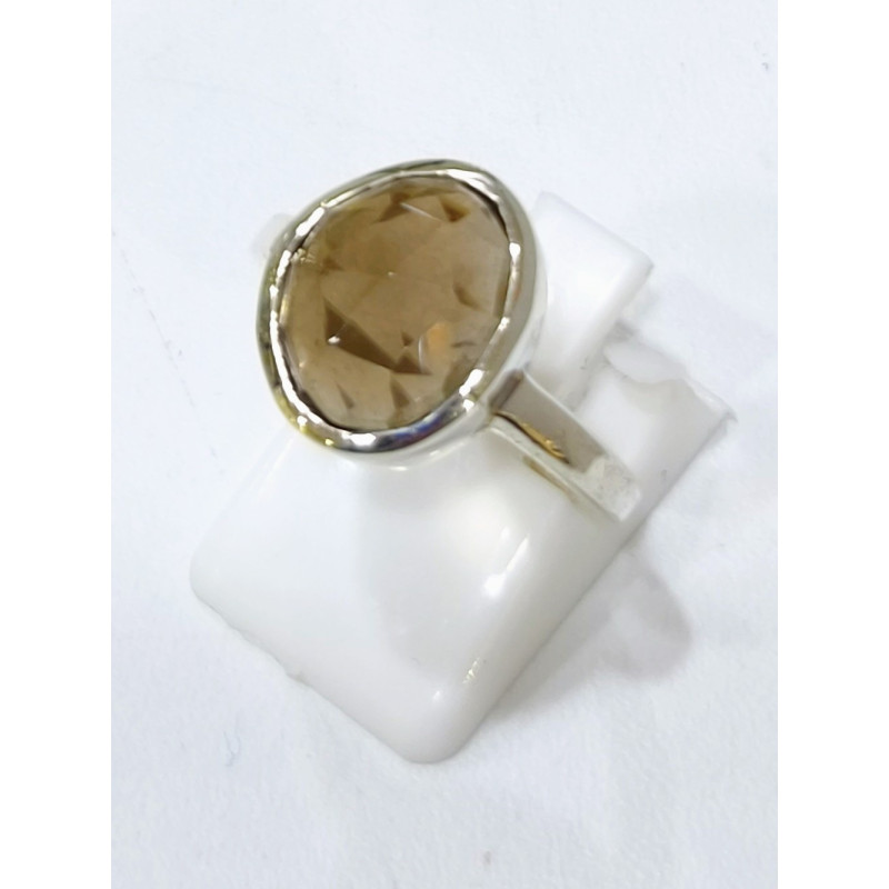 Bague Quartz Fumé Argent 925 Taille 52