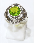 Bague Péridot et Marcassite Argent 925 Taille 55